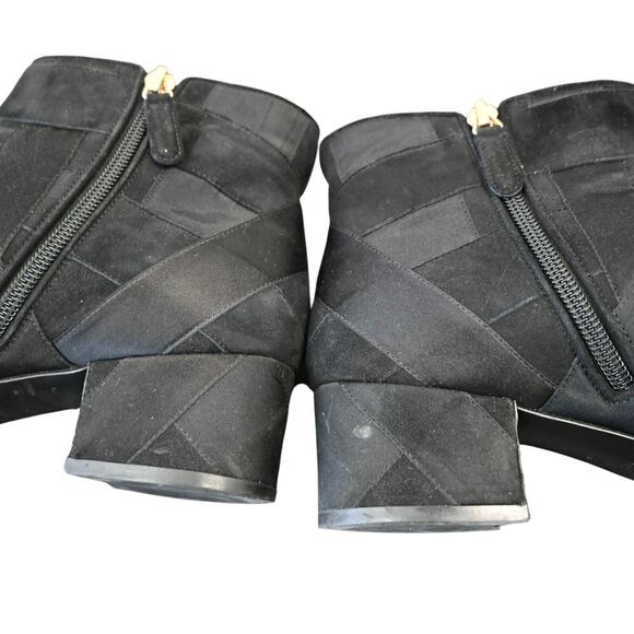 Chanel Patchwork Block Heels Size 39.5 Black Double C Toe Logo - Picture 4 of 10